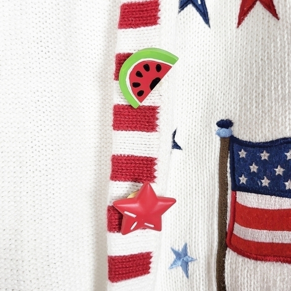 NWOT VTG Quacker Factory embroidered beaded patriotic cardigan sweater America - Picture 6 of 9